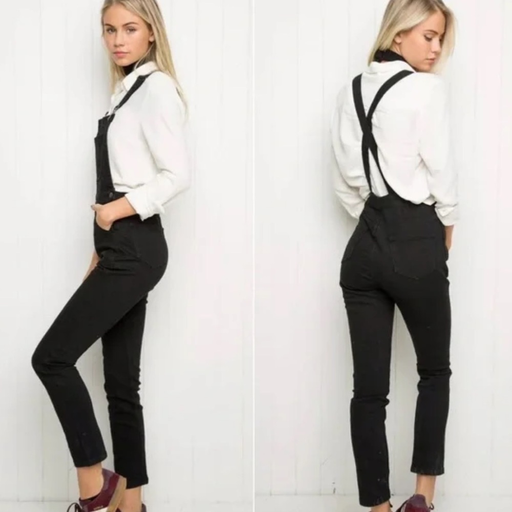 Brandy Melville m black denim overalls
